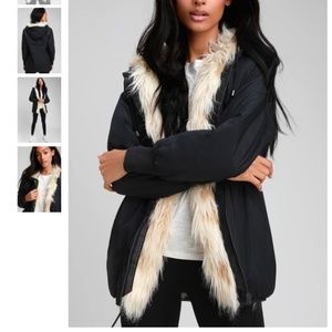 RD Style Wynney Black Faux Fur Lined Hooded Jacket